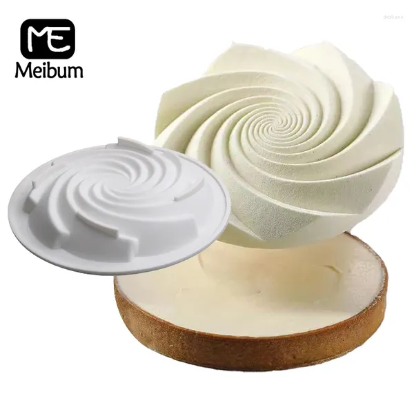 Stampi da forno meibum dessert a spirale texture decorativo mousse tampone silicone stampo in acciaio inossidabile anello di crostata rotonda cucina