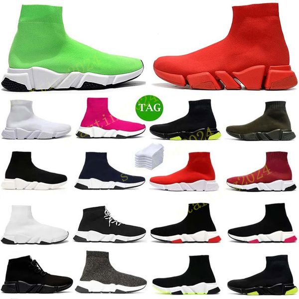 Trainer Geschwindigkeiten 2.0 Schuhe Plattform Sneaker Männer Frauen Tripler S Paris Socken Stiefel All Black White Blue Light Spliver Braun Ruby Graffiti Vintage Luxusdesigner T46