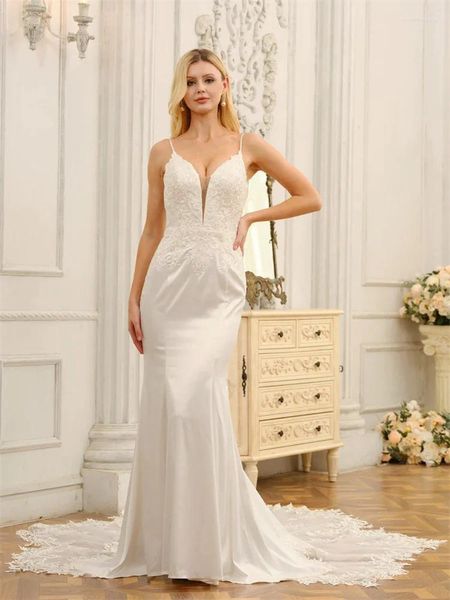 Abiti da festa tromba / sirena elegante abito da sposa in corsetto elegante senza sposa da sposa boho molla senza maniche per spiaggia di tulle vintage senza schiena