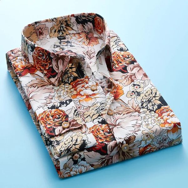 Мода сплайс цветочная рубашка для печати мужчина Camisa Masculina Press Patter