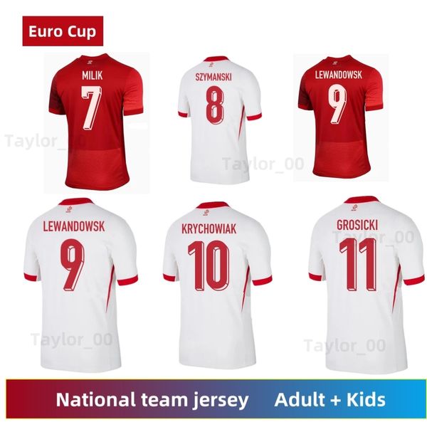 2024 Lewandowski Soccer Trikot 24/25 POLAND Home #15 Glik #19 Szymanski #20 Zielinski Auswärts -Nationalmannschaft Grosicki Milik Krychowiak National Fußballhemd