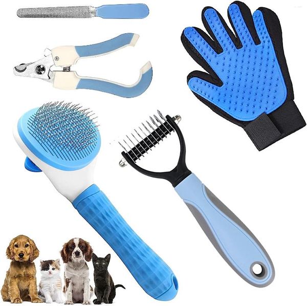 Hundekleidung Haustier Nagelzange professionelle Fünf -Stück -Set für Haarentfernung Kammkatze Pinsel Rake Beauty Tool Fliegen