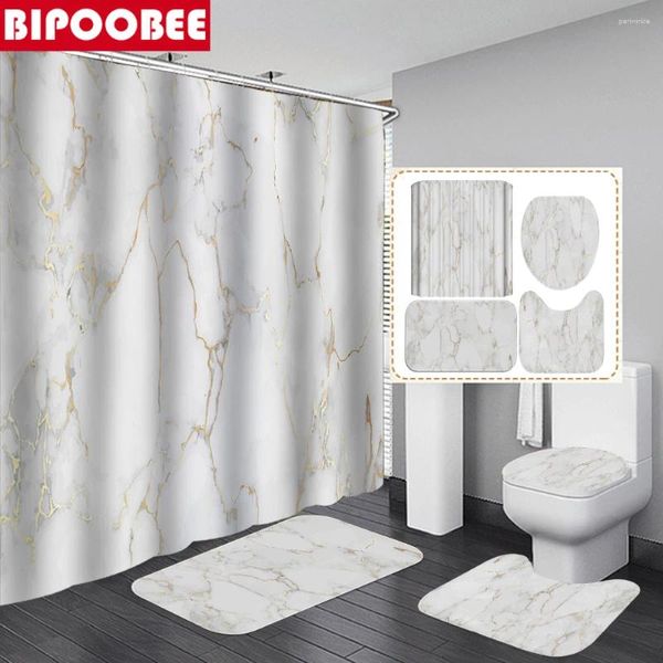 Cortinas de chuveiro Cortina de mármore branca de alta qualidade Banheiro padrão de banho tape
