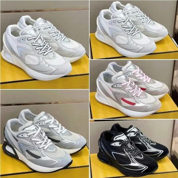 Первые 1 кроссовки дизайнерские обувь роскошные женщины FF Платформа Leisure Sports Shoes Calfskin Кожаная модная сетчатая сетка вентилятная гофрированная подошва кроссовки Размер 35-41