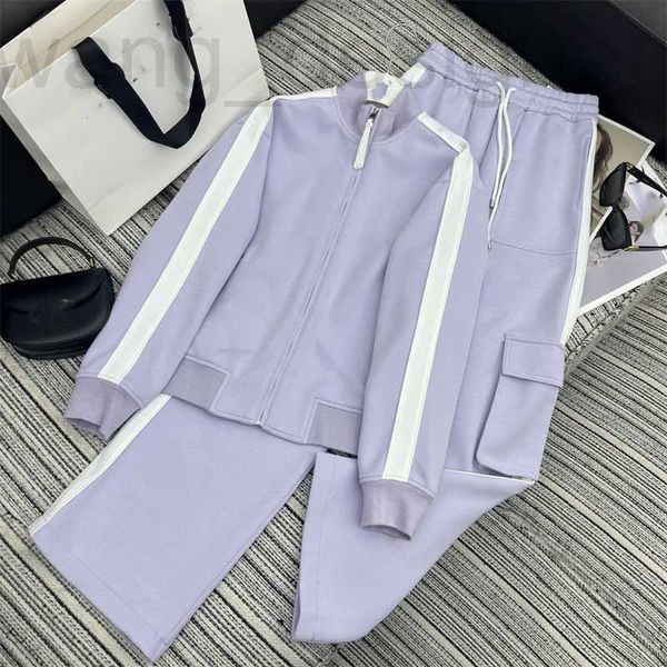 Pantaloni a due pezzi femminili designer 24 anni all'inizio della primavera, Nanyou Loe New Yang Mi Matching Contrasting Stand Up Collar top con pantaloni a gamba dritta set wp45