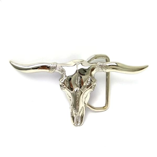 Bulls de prata cool Silver Head Longhorn Metal Mens Belt Fiftle