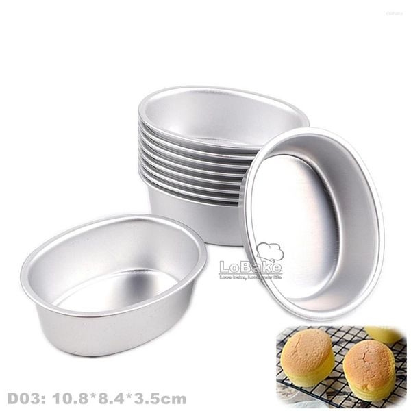 Backformen 10 Stück glatte ovale Eierform Aluminiumlegierung Metallkäse Pfanne Kuchenform Mini Brotform Torte Halter Pudding Gelee DIY Bäckerei