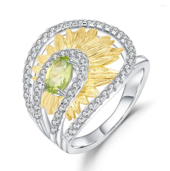 Кластерные кольца 925 стерлинговой серебро натуральный драгоценный камень дизайн женщин