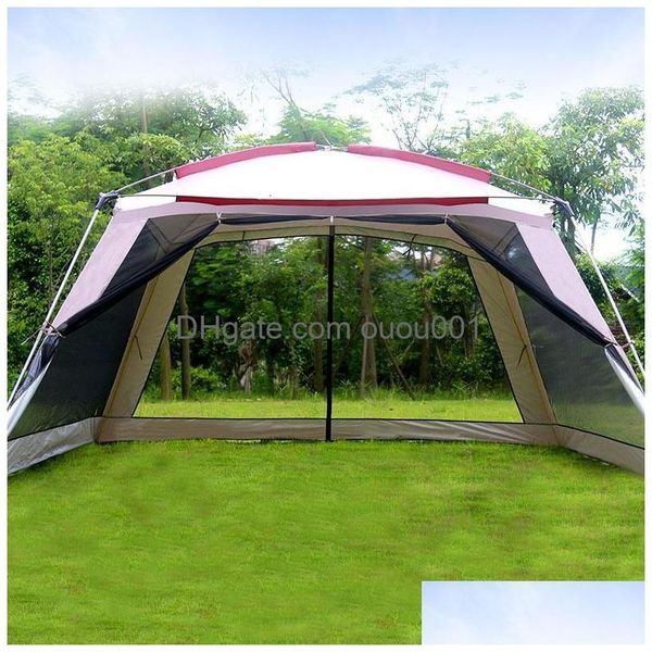 Tendas e abrigos de 5 a 8 pessoas Terlarge 365x365x210cm de alta qualidade Gazebo Sun Shelter Cam Tent Carpas de Drop Delivery Dh8qm