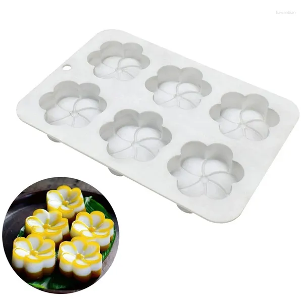 Moldes de cozimento 6 Cavidade Flor Silicone Cake Mold para Dia dos Namorados Fondant Chocolate Mousse-Cream Jelly Pudding de sobremesa Bakeware de pão