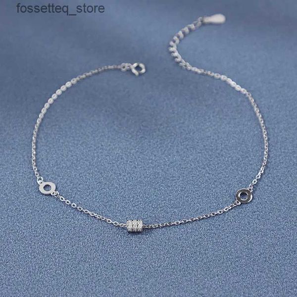 Halkalar Tren Köpüklü Zirkon Dekoratif Kişilik İfadesi Tasarımcı Kadın Anklet Gerçek 925 STERLING Gümüş Kadın Ayak Bileği L46