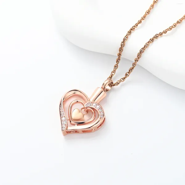 Collane a sospensione Elegante Cremazione del cuore Urna collana in acciaio inossidabile piccolo medaglione per cenere Memoriale personalizza gioielli