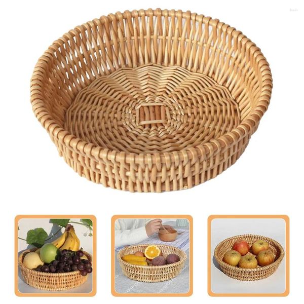 Geschirrsets Sets Wicker Bread Basket Sundies Multifunktionen Organizer Vintage Decor Storage Pastoral Style gewebt