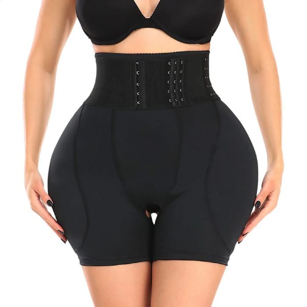 Mulheres Hip Shorts acolchoados Cintura alta com calcinha de barriga de gancho sexy