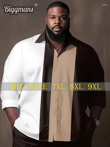 Camicie da uomo Biggmans Business Fashion Big and Tall Suit Top per abbigliamento estivo Man a maniche lunghe Sports Man Plus Size 9xl