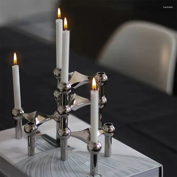 Candele europee d'oro d'argento oro triplo braccio molecolare Struttura a candelatura decorazione tavolo da pranzo bar regalo per casa