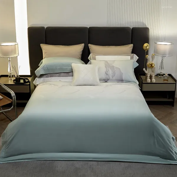 Bettwäsche Sets Seiden glattes Bettbezugs -Set Marmorbett Kingsize -Quilt mit Bettlaken Kissenbezügen