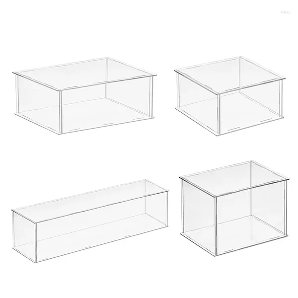 Placas decorativas Caixa de exibição acrílica para colecionáveis Figuras brinquedos de plástico transparente Cubo de cubo de armazenamento de armazenamento Protecção à prova de poeira vitrine