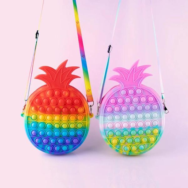 Borse a tracolla decompressione borse giocattolo spinta bolla bottina ananas borsetta per bambini con le dito adulto di dito organizzatore crossbody bouch