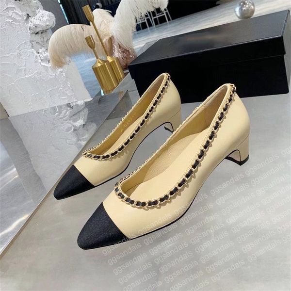 Luxusdesignerinnen Frauen Mid Heel Dress Schuhe Mode Leder Sandalen sexy klobige Partyschuhe passen Farbe Single Schuh High Heels