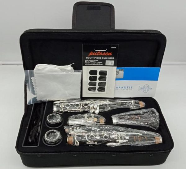 MFC Professional BB Clarinet Tosca Ebenholz Holzklarinetten Nickel Silber Key Musical Instruments Fall Mundstück Reeds7789815