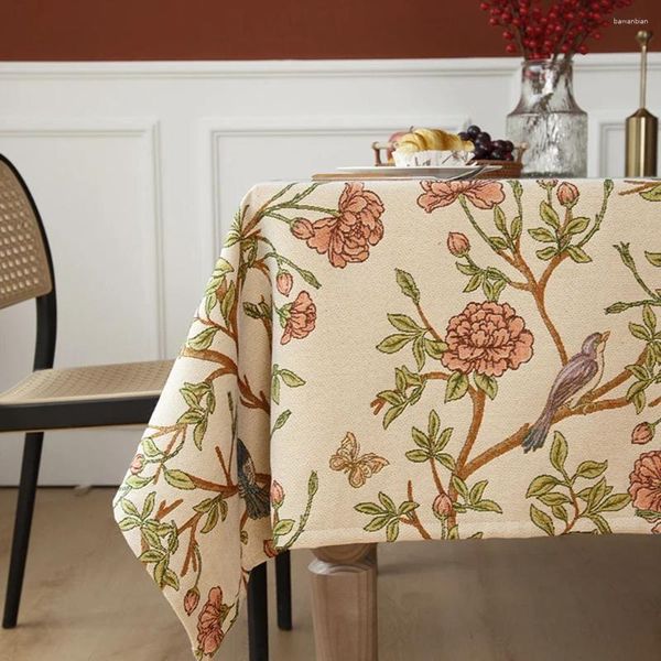 Panno tavolo impermeabile americano retrò uccello fiore jacquard cover per la cena in tessuto in tessuto da matrimonio decorazione