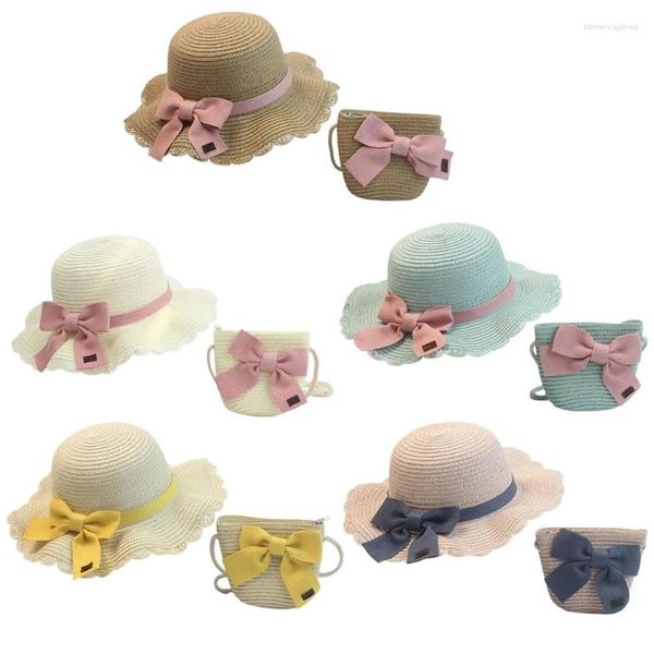 Chapéus largos de chapéus de palha para meninas sol protetor respirável trim acaba de verão panamas de praia