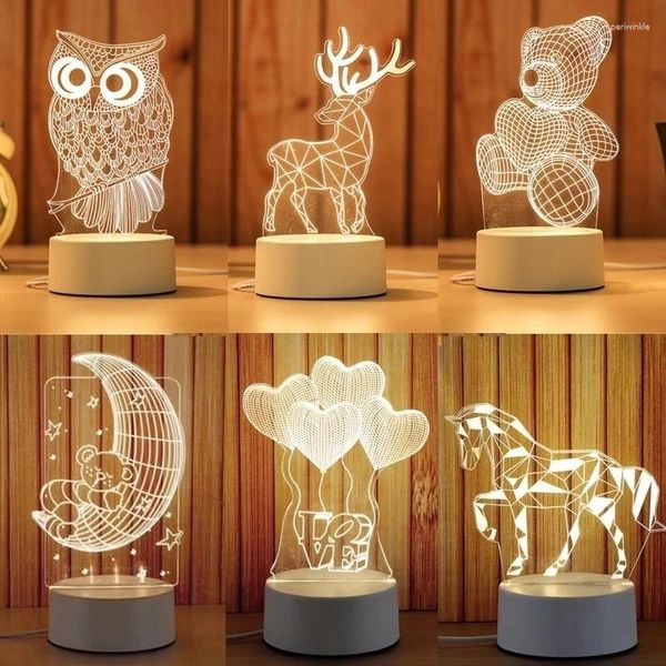 Titulares de vela Creative 3D Visual LED Night Table Lamp Kids Boys Presente Decoração de casa com cabo USB