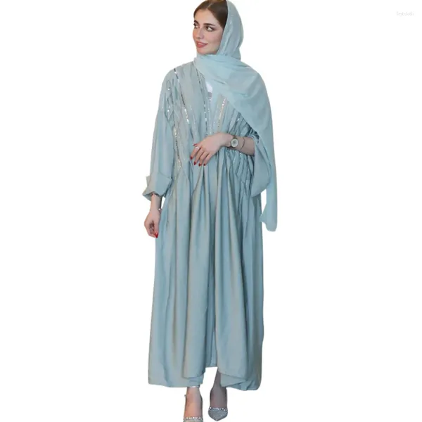 ABBIGLIAMENTO ETNICI MEDIO SECIFICARE MIDERE SETTO DELLA MASHITÀ Diamond Open Abaya Musulmani a maniche lunghe Cardigan senza velo