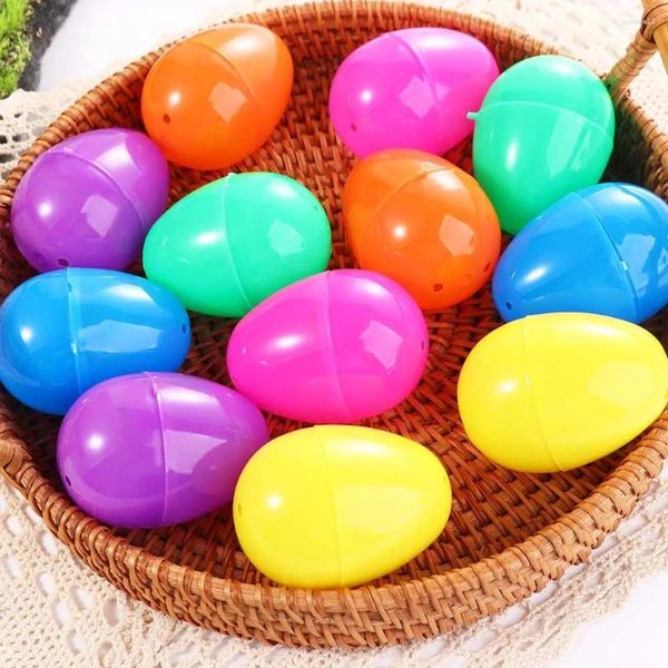 Figurine decorative 12 pezzi Riempibile Easter Ogg Colore Kids Diy Diping Plastic Oggs Box Repal Toy