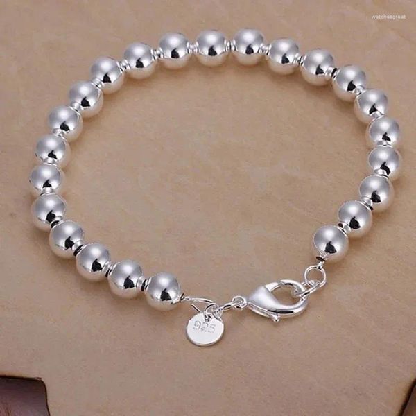 Strand Wholesale Silver Color 4/6/8/10/14mm perline bracciali per perle per donne uomini di alta qualità Gioielli Fasci Charm Regalo per matrimoni
