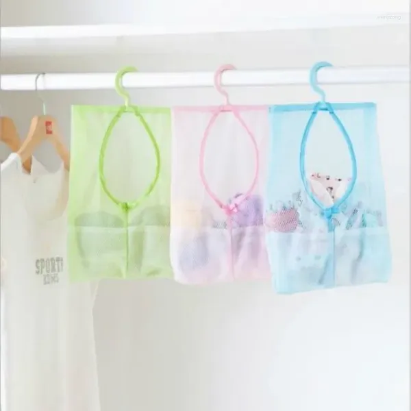 Stume di stoccaggio Utile cucina bagno appeso a abbigliamento organizzatore in maglie con gancio per vasca da bagno cestini per bambini