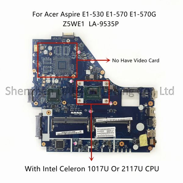 Motherboard für Acer Aspire E1530 E1570 E1570G Laptop Motherboard mit Intel i3 i5 i7 CPU DDR3 Z5WE1 LA9535P Mainboard 100% vollständig getestet