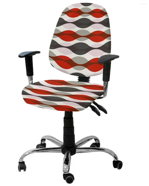 Крышка кресла в форме падения воды Геометрическая текстура Ripple Red Elastic Cover Cover Съемное расщепление в офис