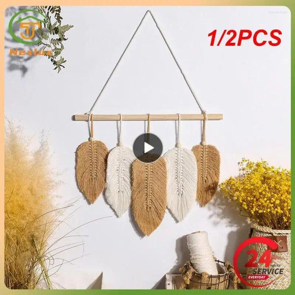 Wandteppiche 1/2pcs Blatt Makrame Wand Hanging Boho Room Home Decor gewebtes ästhetisches Wandteppich leben Hochzeitsdekoration Geschenk