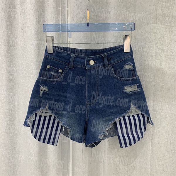 Gefälschte zweiteilige Frauen Denim Shorts Hole Design Jeans Luxus sexy Mini Kurzjeans Freizeit täglich Sommer Streetstyle Jean Shorts