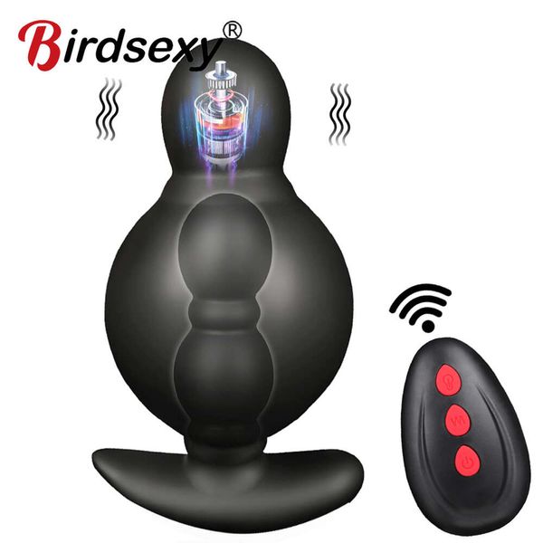Riesige iatable Analausdehnung Perlen Dildo Vibration Butt Plug Sex Toys Wireless Fernbedienungssteuer