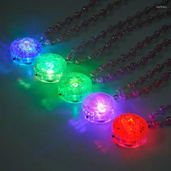 Decorazione per feste 50 pezzi/lotto favore natalizio pendenti di fiori arcilici lampeggiante collane leggera a led collana di perla romantica luminosa