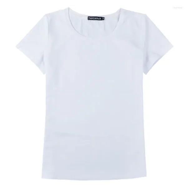 Camisetas femininas camisetas casuais para mulheres coloras pura camiseta algodão camisa confortável sem padrão camiseta branca preta camiseta básica