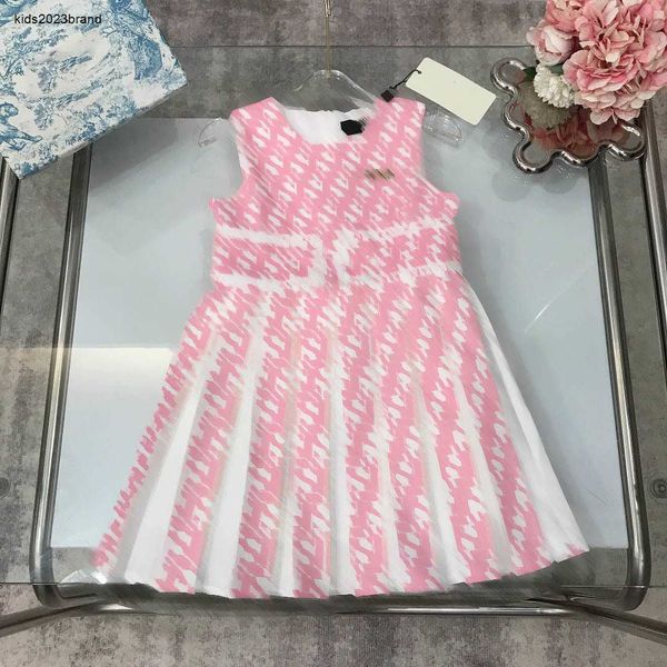 Neue Girls Partydress ärmellose Kinder Designer Kleidung Größe 110-160 cm Volldruckdesign von Buchstaben Baby Rock Prinzessin Kleid 24APRIL