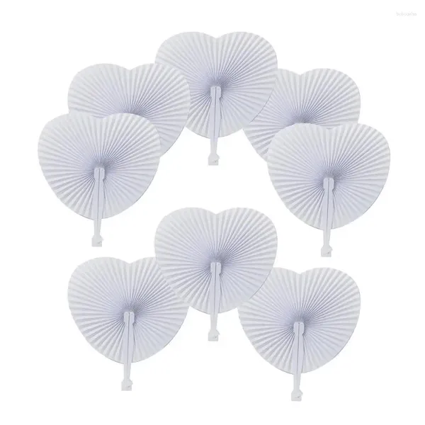 Figurine decorative manico in plastica Set di ventole di 5 fan del cuore pieghevole per le mani di carta bianca fai -da -te per spettacoli di danza estiva