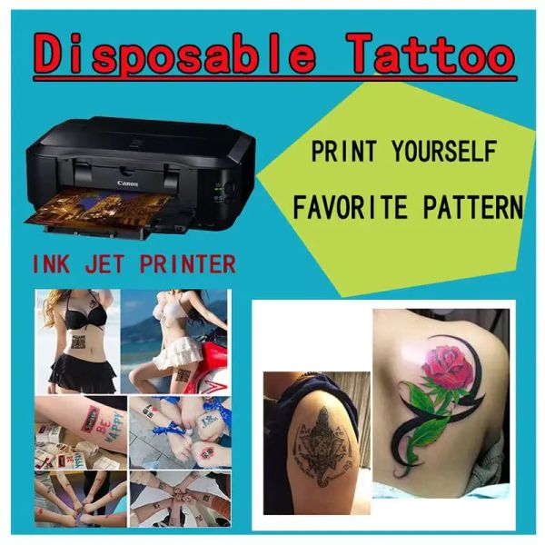 Papier A4 Onetime Tattoo Paste Transfer Paper Persönlichkeit Tattoo DIY Temporäres Tintenstrahldruck Tattoo 10 Sätze von Männern und Frauen