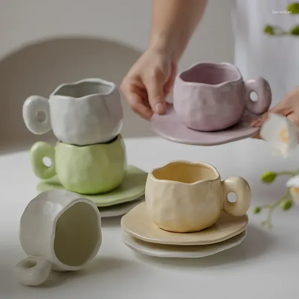Tazze giapponese tazza di caffè set tazza per la colazione in ceramica alte aspetto con piatto come regalo