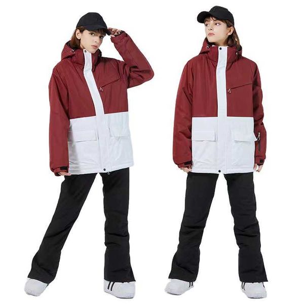 Set da donna invernale set di abiti da snowboard costume da sci da sci 10k pavoncini di ghiaccio antivento impermeabili e pantaloni cinghiali