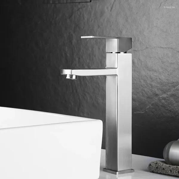 Banyo Lavabo muslukları 304 Paslanmaz çelik uzun kare fırçalanmış ve soğuk su musluk musluk mikseri havzası sıhhi eşya ihracat ticareti