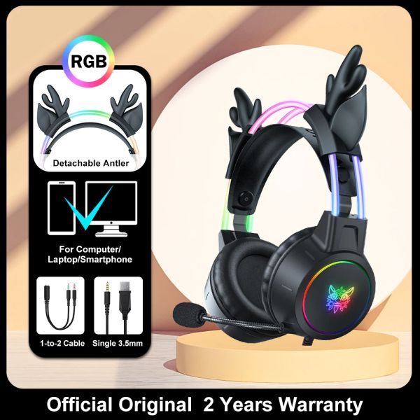 Kopfhörer-/Headset Onikuma Gaming -Kopfhörer Kabelgebundenes Headset mit HD -Mikrofon 50 -mm -Surround -Sound über dem Ohrmonitor -Headset für PC -Spieler