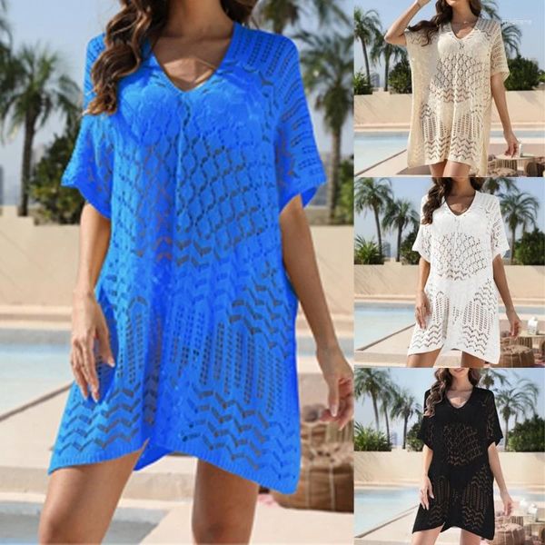 Damen Badebekleidung Häkelstrand Coverup Kleid Dame Badeanzug Schwimmkleidung Abdeckung