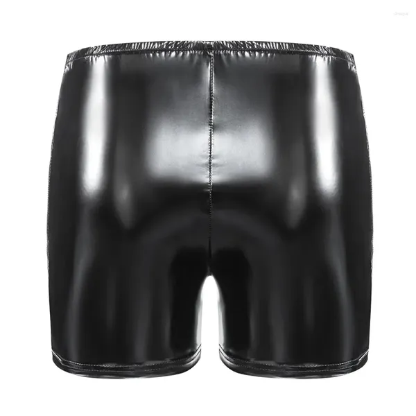 Underpants Herren Black Faux Leder Boxers Shorts Männer erotische PVC für Sex Porno Boxershorts sexy Nacht Clubwear