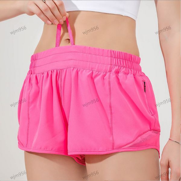 LL Damen Yoga 2.5 Shorts Outfits mit Übungsfitness tragen kurze Hosen Mädchen, die elastische Hosen Sportbekleidung taschen, beschleunigen schnelles Trocknen
