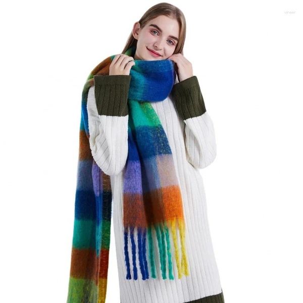 Lenços Kenshelley grossa xadrez xadrez de inverno de inverno Verificação Padrão de cashmere Cashmere